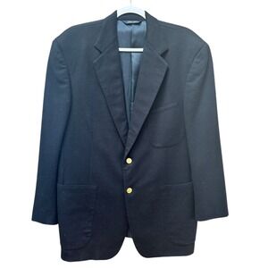 Ralph Lauren Mens Black Blazer Wool‎ Blend Preppy Academia Old Money Staple 44R
